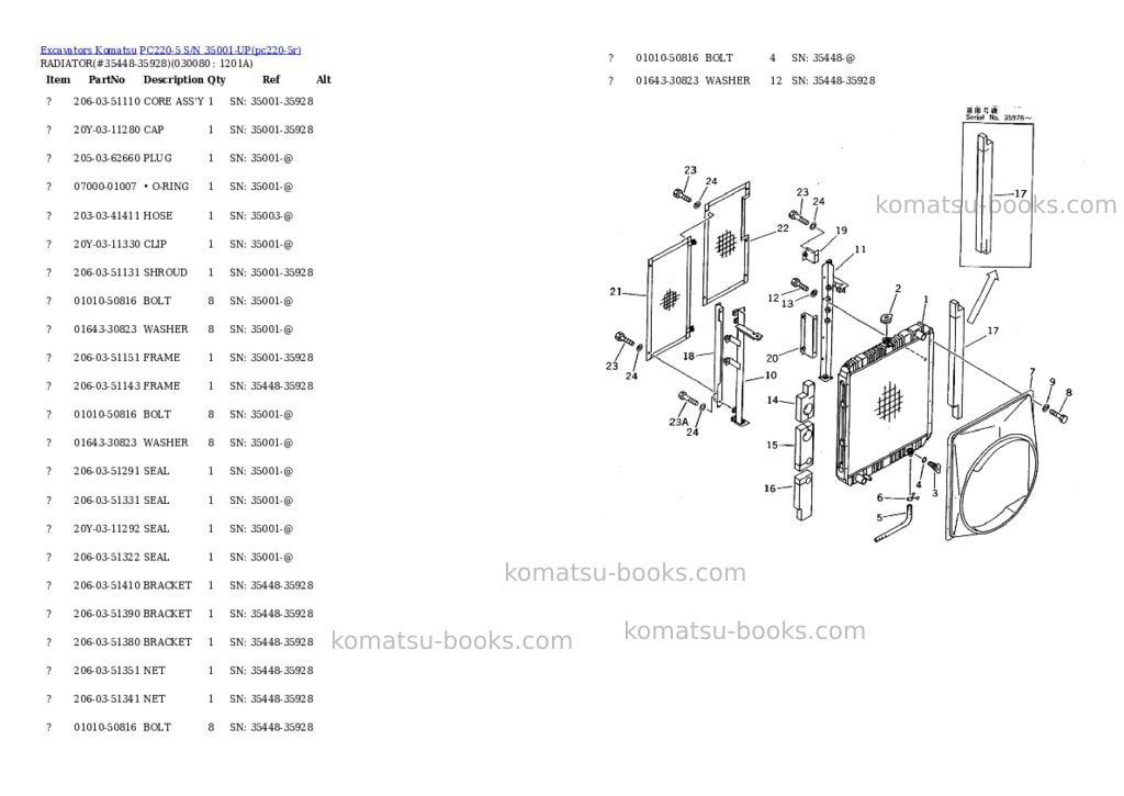 Komatsu pc220-5 s/n 35001-up Parts catalog cover Page 7 Komatsu pc220-5 s/n 35001-up Parts catalog cover Page 7