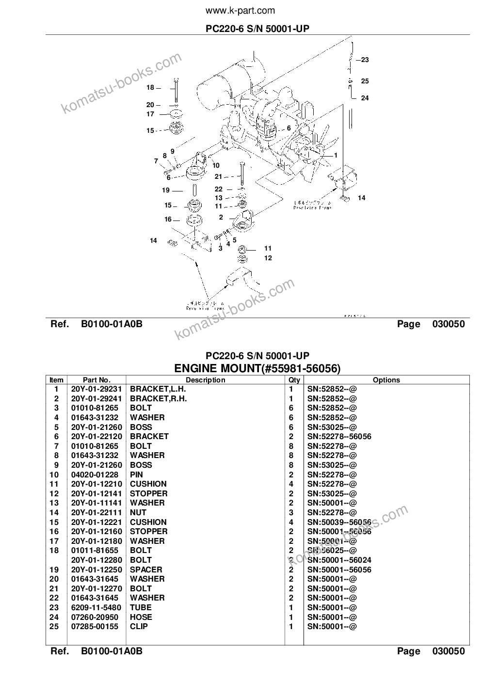 Komatsu pc220-6 s/n 50001-up Catálogo de peças capa Página 7