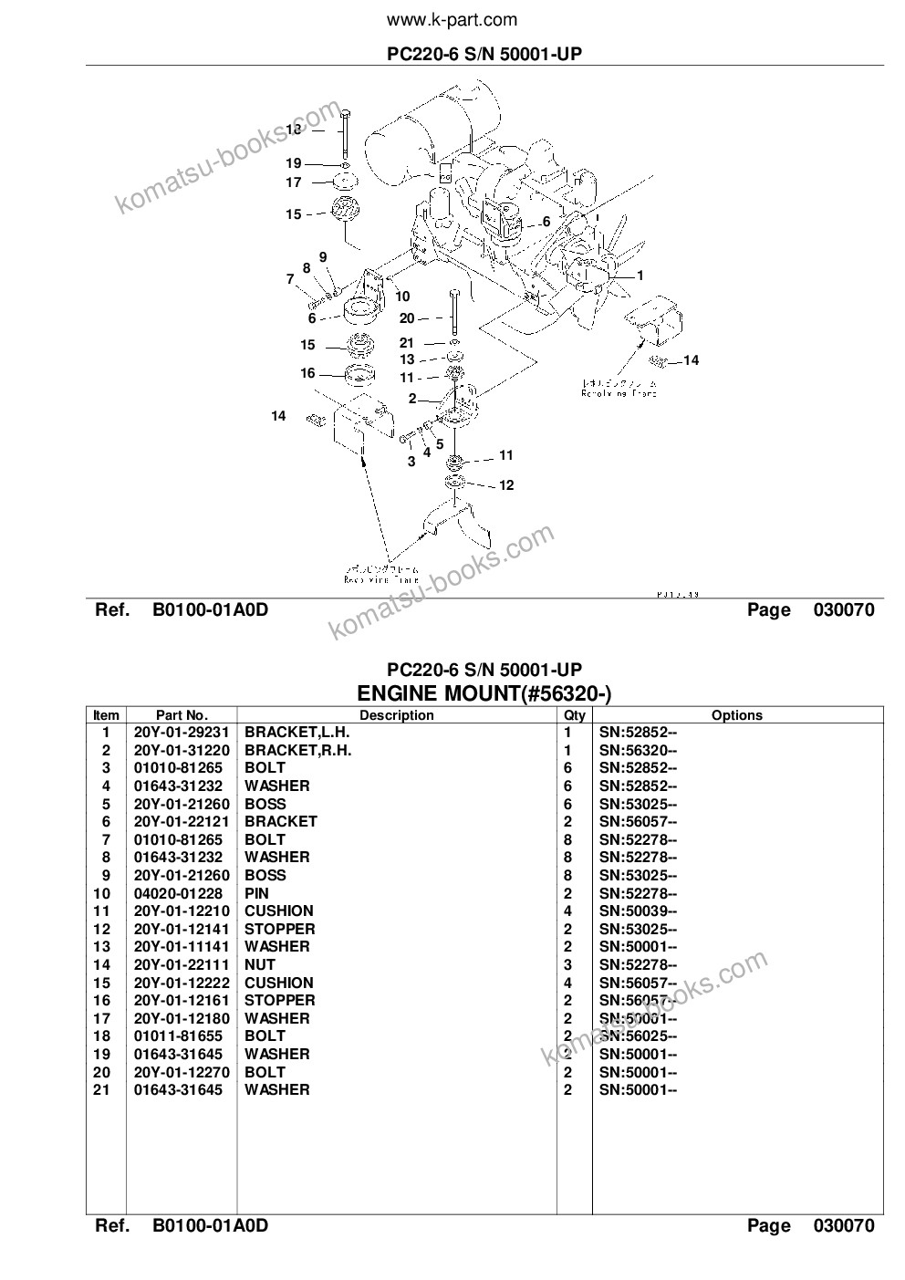 Komatsu pc220-6 s/n 50001-up Catálogo de peças capa Página 9