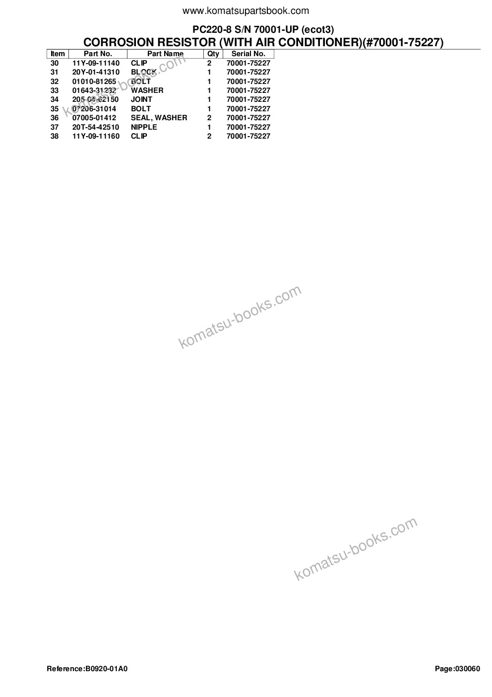 Komatsu pc220-8 s/n 70001-up ecot3 Catálogo de piezas cover Page 9