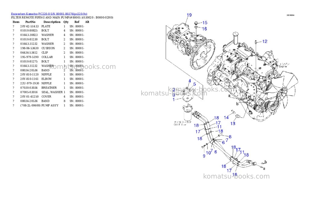 Komatsu pc220-8 s/n 80001-80376 Parts catalog cover Komatsu pc220-8 s/n 80001-80376 Parts catalog cover