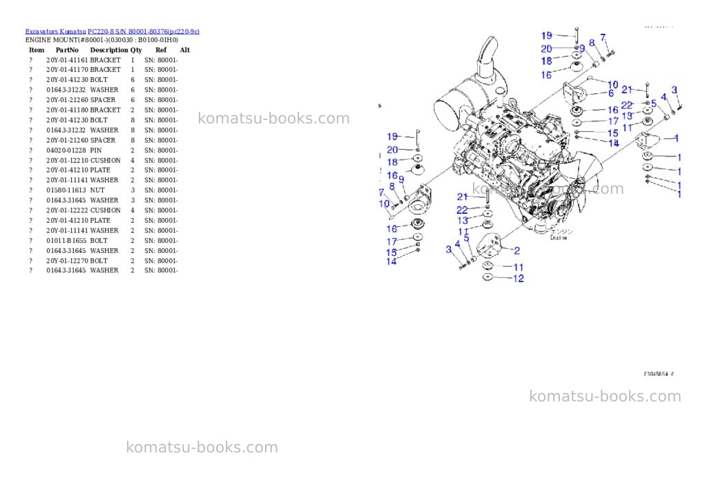 Komatsu pc220-8 s/n 80001-80376 Parts catalog cover Page 2 Komatsu pc220-8 s/n 80001-80376 Parts catalog cover Page 2