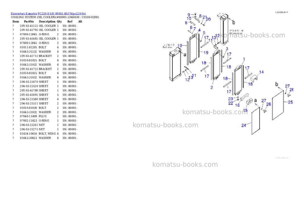 Komatsu pc220-8 s/n 80001-80376 Parts catalog cover Page 9 Komatsu pc220-8 s/n 80001-80376 Parts catalog cover Page 9