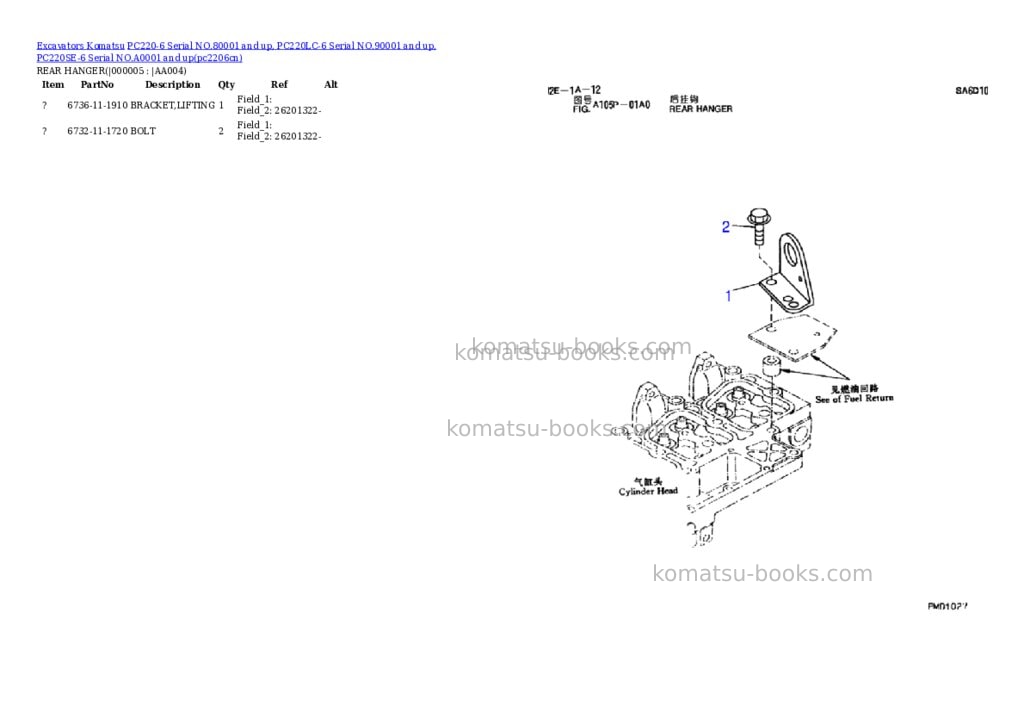 Komatsu pc220-6 serial no.80001 and up, pc220lc-6 serial no.90001 and up, pc220se-6 serial no.a0001 and up Parts catalog cover Page 3 Komatsu pc220-6 serial no.80001 and up, pc220lc-6 serial no.90001 and up, pc220se-6 serial no.a0001 and up Parts catalog cover Page 3