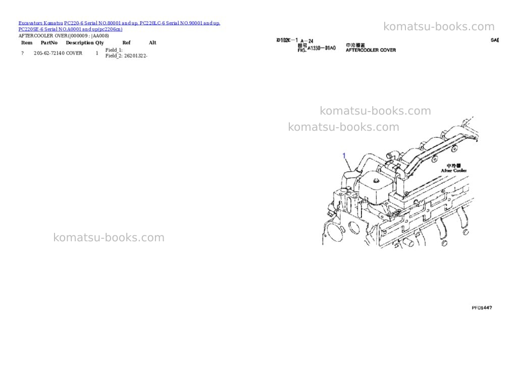Komatsu pc220-6 serial no.80001 and up, pc220lc-6 serial no.90001 and up, pc220se-6 serial no.a0001 and up Parts catalog cover Page 7 Komatsu pc220-6 serial no.80001 and up, pc220lc-6 serial no.90001 and up, pc220se-6 serial no.a0001 and up Parts catalog cover Page 7