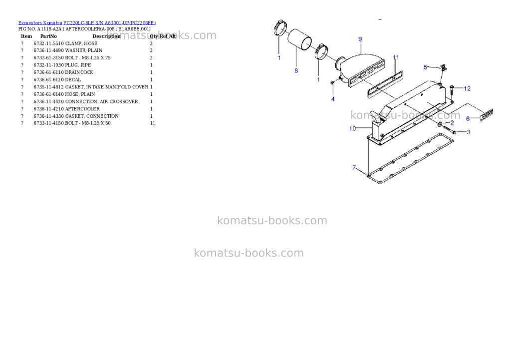 Komatsu pc220lc-6le s/n a83001-up Parts catalog cover Page 4 Komatsu pc220lc-6le s/n a83001-up Parts catalog cover Page 4