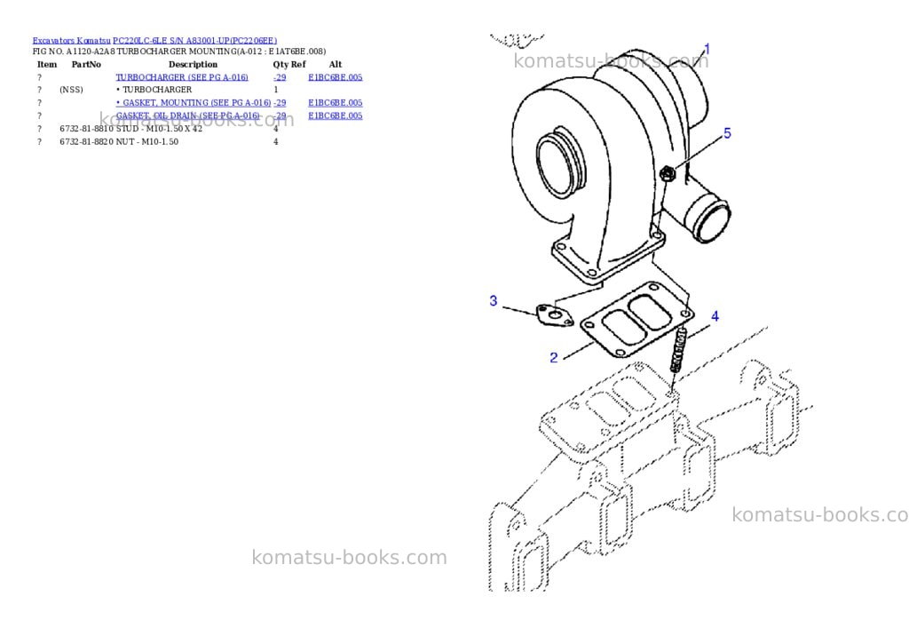 Komatsu pc220lc-6le s/n a83001-up Parts catalog cover Page 6 Komatsu pc220lc-6le s/n a83001-up Parts catalog cover Page 6
