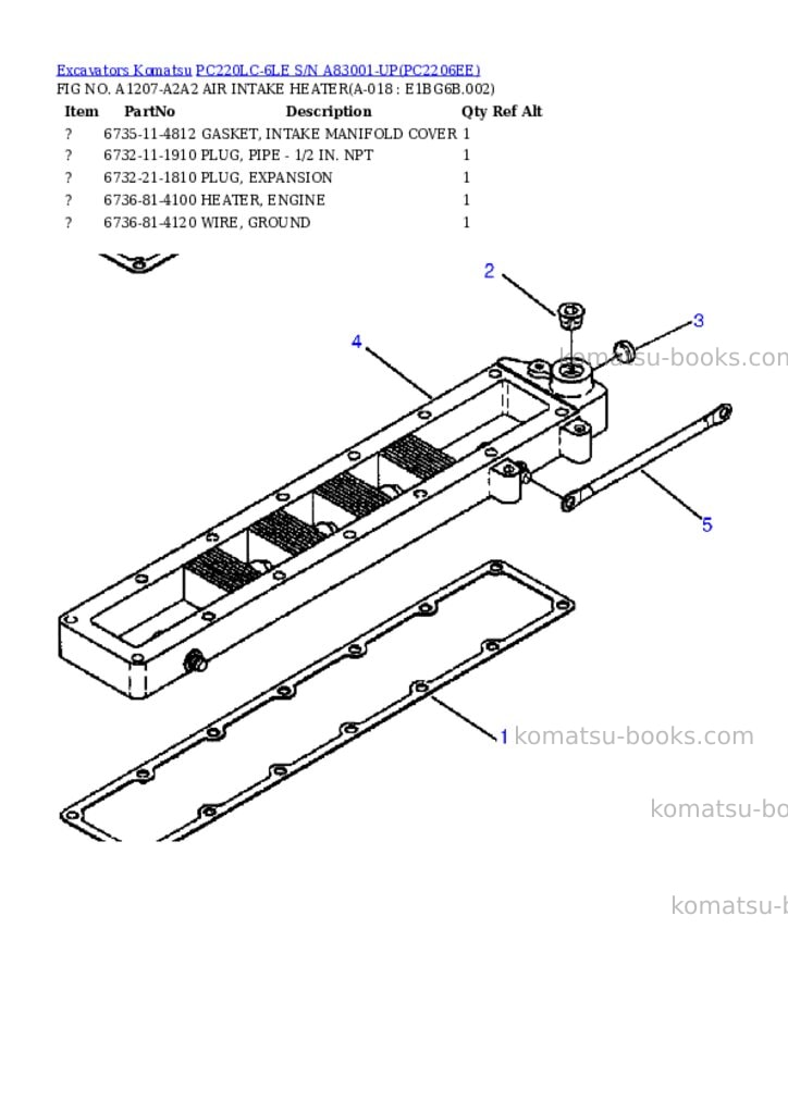 Komatsu pc220lc-6le s/n a83001-up Parts catalog cover Page 9 Komatsu pc220lc-6le s/n a83001-up Parts catalog cover Page 9