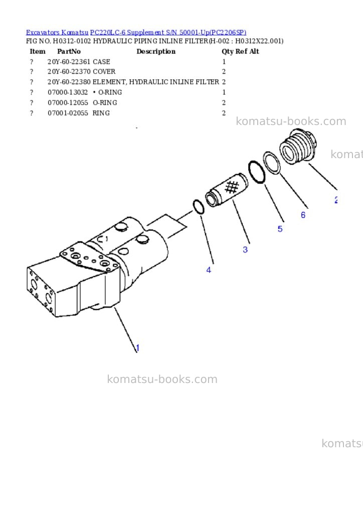 Komatsu pc220lc-6 supplement s/n 50001-up Parts catalog cover Page 3 Komatsu pc220lc-6 supplement s/n 50001-up Parts catalog cover Page 3