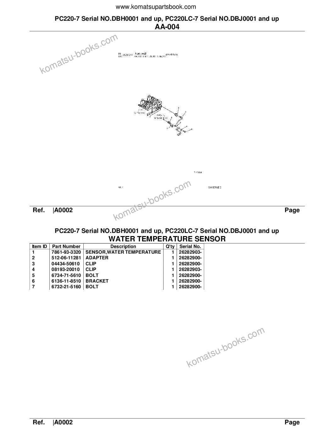 Komatsu pc220-7 serial no.dbh0001 and up, pc220lc-7 serial no.dbj0001 and up Parts catalog cover Page 5 Komatsu pc220-7 serial no.dbh0001 and up, pc220lc-7 serial no.dbj0001 and up Parts catalog cover Page 5