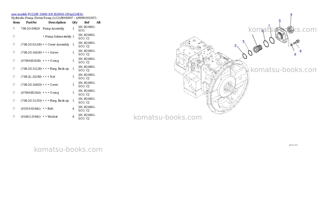 Komatsu PC220F-10M0 S/N B20001-UP Parts catalog cover Page 10