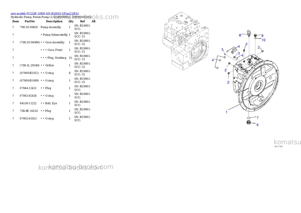 Komatsu PC220F-10M0 S/N B20001-UP Parts catalog cover Page 6