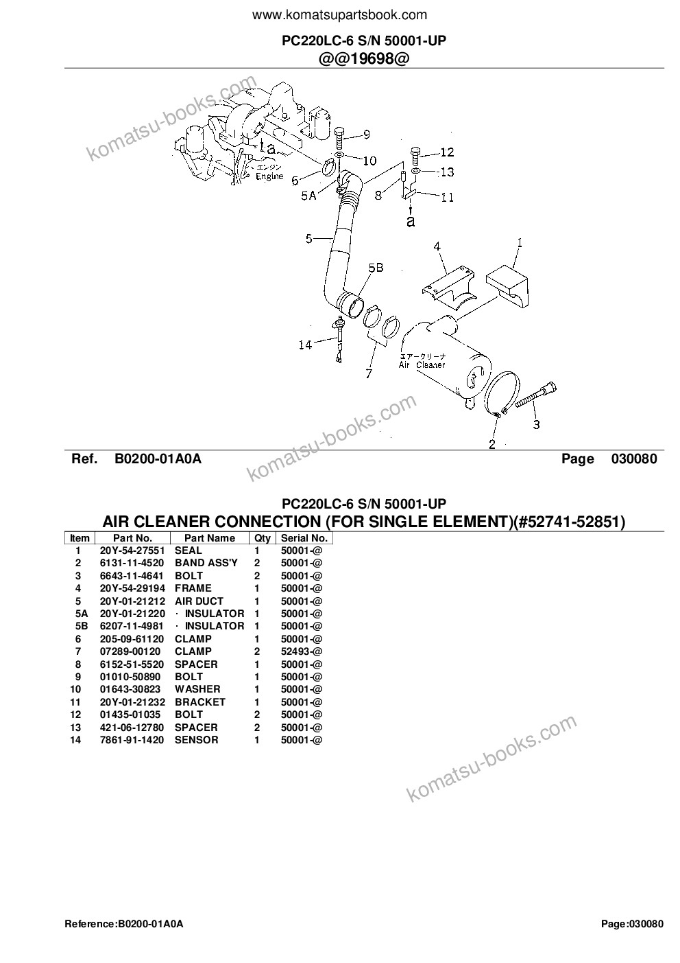 Komatsu PC220LC-6 S/N 50001-UP Parts catalog cover Page 10 Komatsu PC220LC-6 S/N 50001-UP Parts catalog cover Page 10