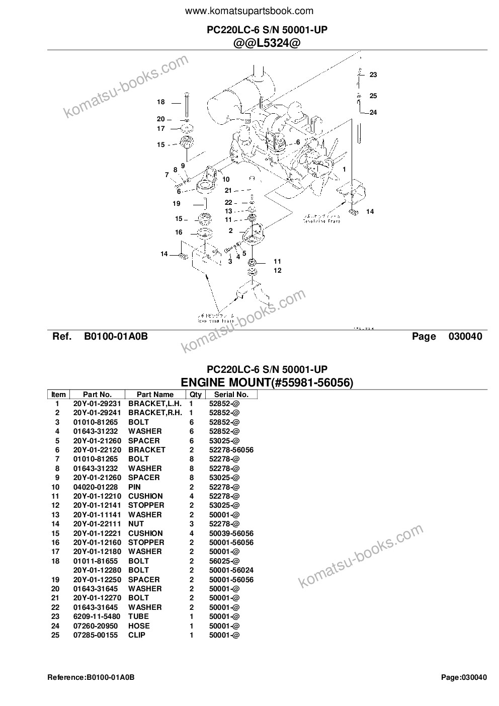 Komatsu PC220LC-6 S/N 50001-UP Parts catalog cover Page 6 Komatsu PC220LC-6 S/N 50001-UP Parts catalog cover Page 6