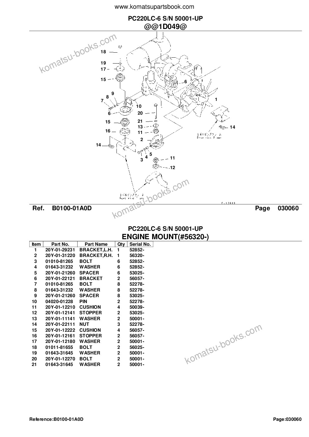 Komatsu PC220LC-6 S/N 50001-UP Parts catalog cover Page 8 Komatsu PC220LC-6 S/N 50001-UP Parts catalog cover Page 8