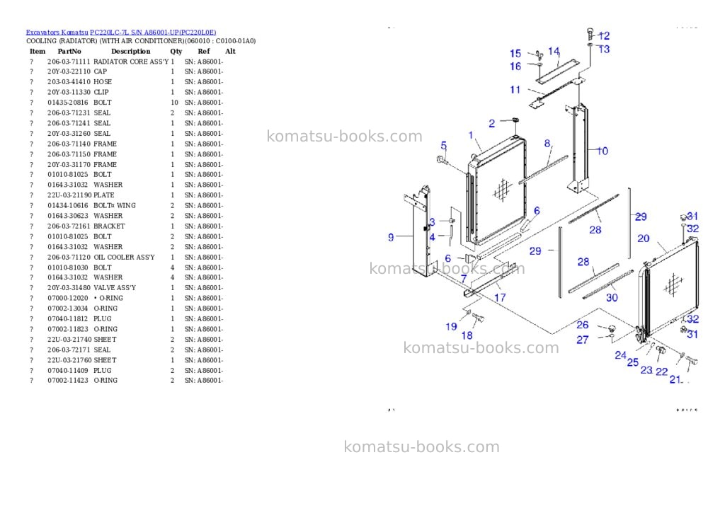 Komatsu pc220lc-7l s/n a86001-up Parts catalog cover Page 9 Komatsu pc220lc-7l s/n a86001-up Parts catalog cover Page 9