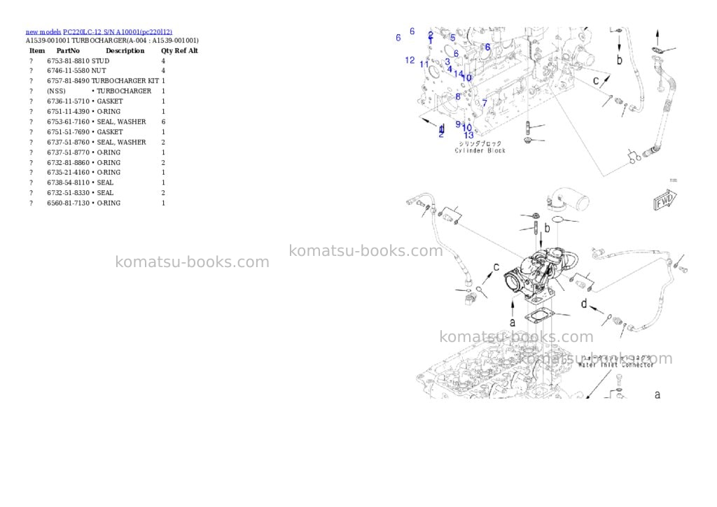 Komatsu PC220LC-12 S/N A10001 Parts catalog cover Page 2 Komatsu PC220LC-12 S/N A10001 Parts catalog cover Page 2