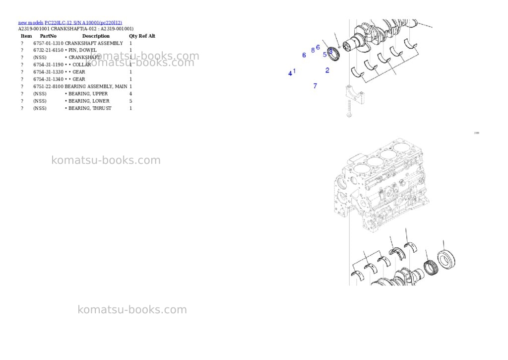 Komatsu PC220LC-12 S/N A10001 Parts catalog cover Page 6 Komatsu PC220LC-12 S/N A10001 Parts catalog cover Page 6