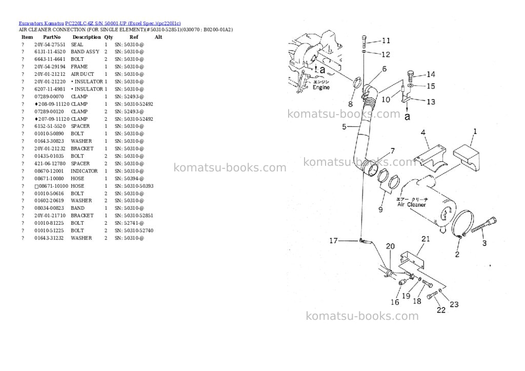 Komatsu pc220lc-6z s/n 50001-up excel spec. Parts catalog cover Page 6
