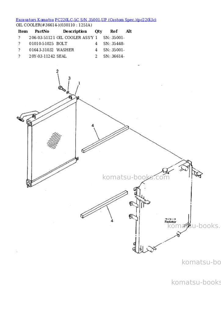 Komatsu PC220LC-5C S/N 35001-UP (Custom Spec.) Parts catalog cover Page 10 Komatsu PC220LC-5C S/N 35001-UP (Custom Spec.) Parts catalog cover Page 10