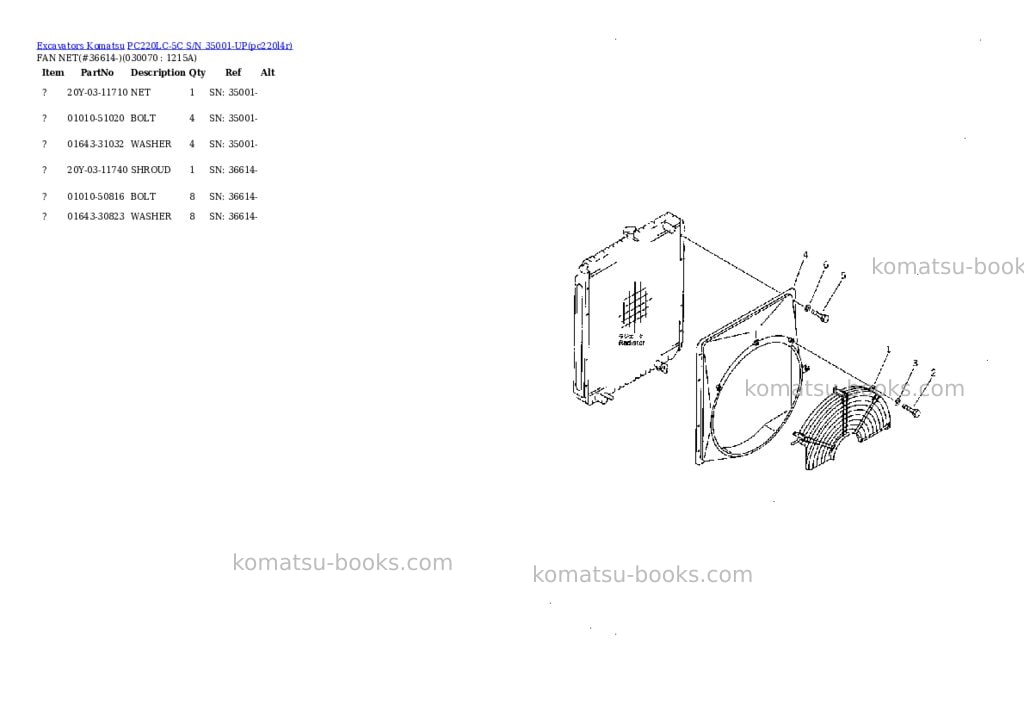 Komatsu pc220lc-5c s/n 35001-up Parts catalog cover Page 3 Komatsu pc220lc-5c s/n 35001-up Parts catalog cover Page 3