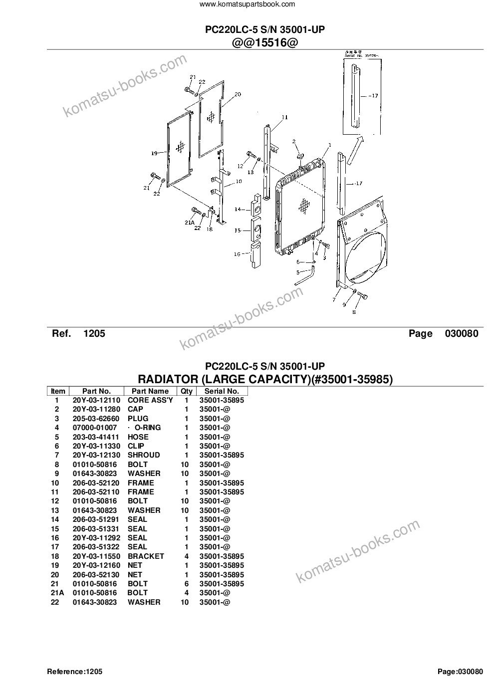 Komatsu PC220LC-5 S/N 35001-UP Parts catalog cover Page 10 Komatsu PC220LC-5 S/N 35001-UP Parts catalog cover Page 10