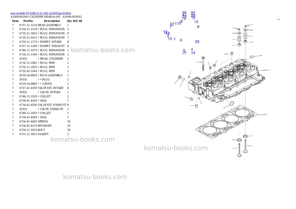 Komatsu PC220LCi-12 S/N A15001 Parts catalog cover Komatsu PC220LCi-12 S/N A15001 Parts catalog cover