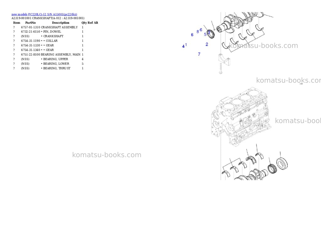 Komatsu PC220LCi-12 S/N A15001 Parts catalog cover Page 6 Komatsu PC220LCi-12 S/N A15001 Parts catalog cover Page 6
