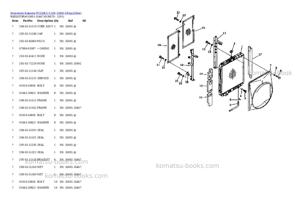 Komatsu pc220lc-5 s/n 35001-up Parts catalog cover Page 6 Komatsu pc220lc-5 s/n 35001-up Parts catalog cover Page 6
