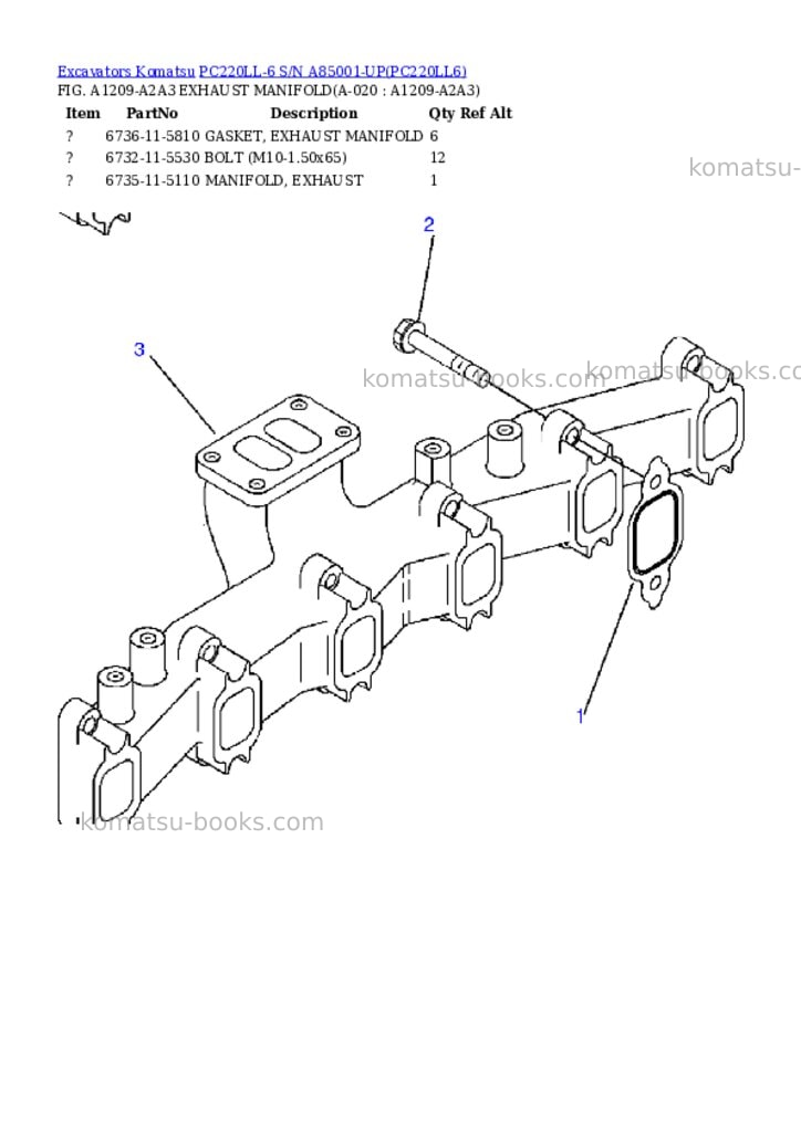 Komatsu pc220ll-6 s/n a85001-up Parts catalog cover Page 3