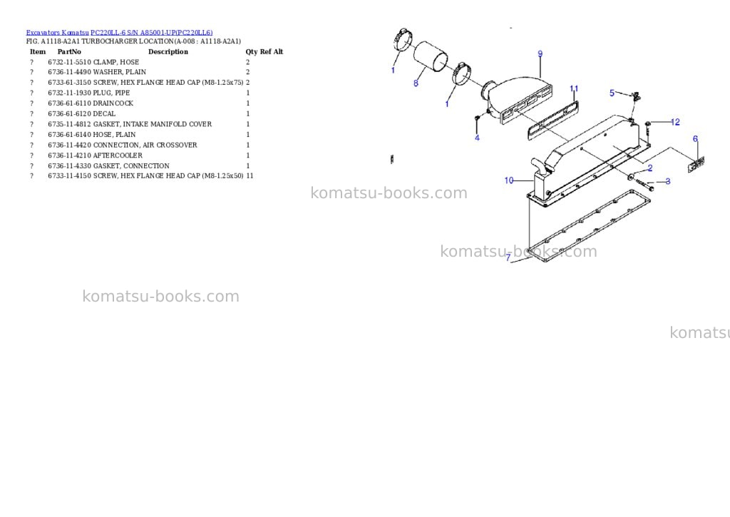 Komatsu pc220ll-6 s/n a85001-up Parts catalog cover Page 4