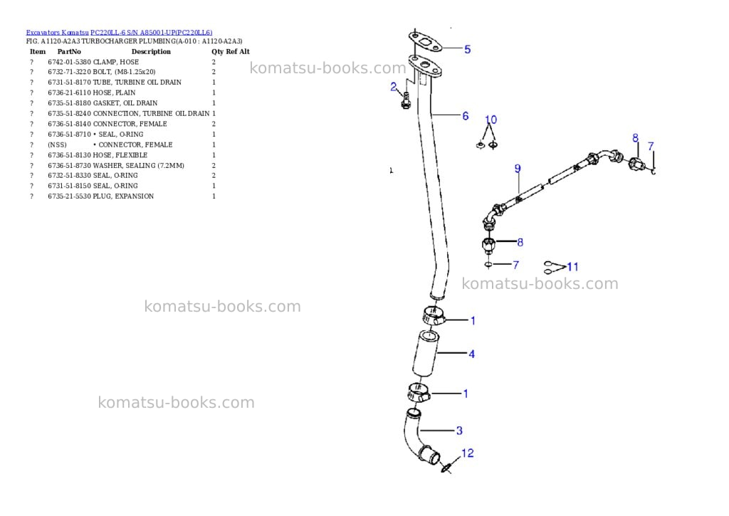 Komatsu pc220ll-6 s/n a85001-up Parts catalog cover Page 5