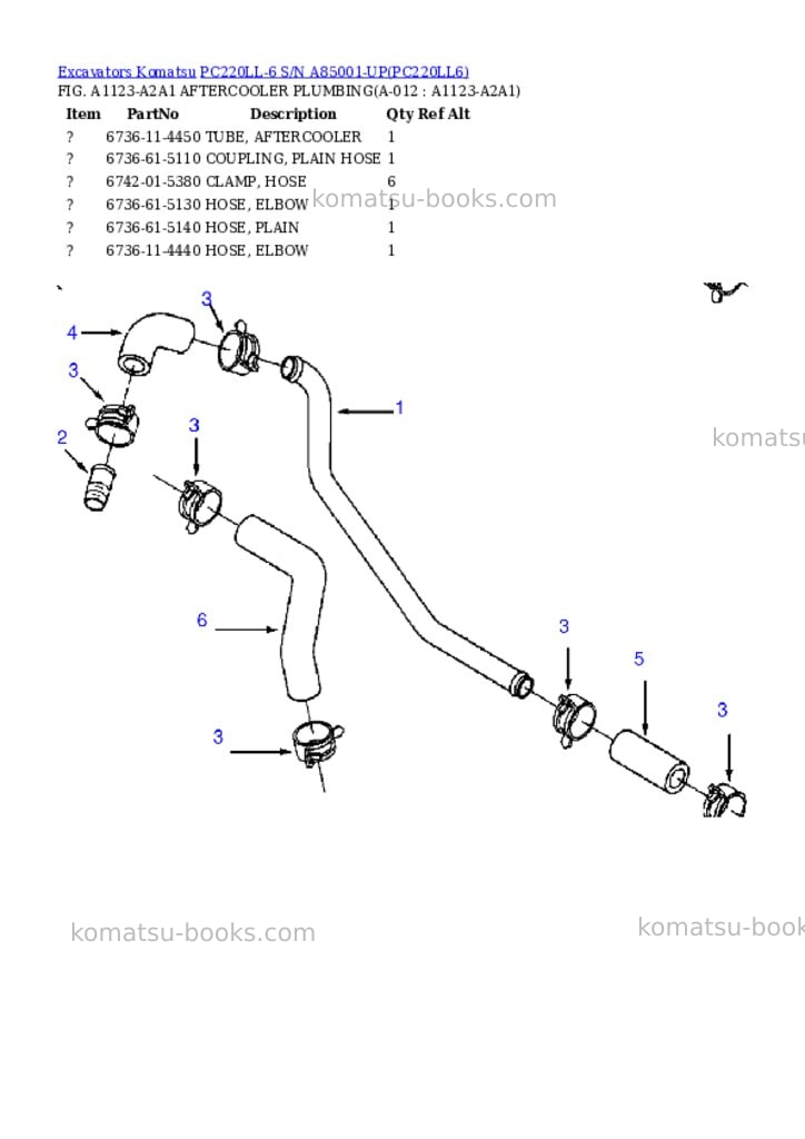 Komatsu pc220ll-6 s/n a85001-up Parts catalog cover Page 6