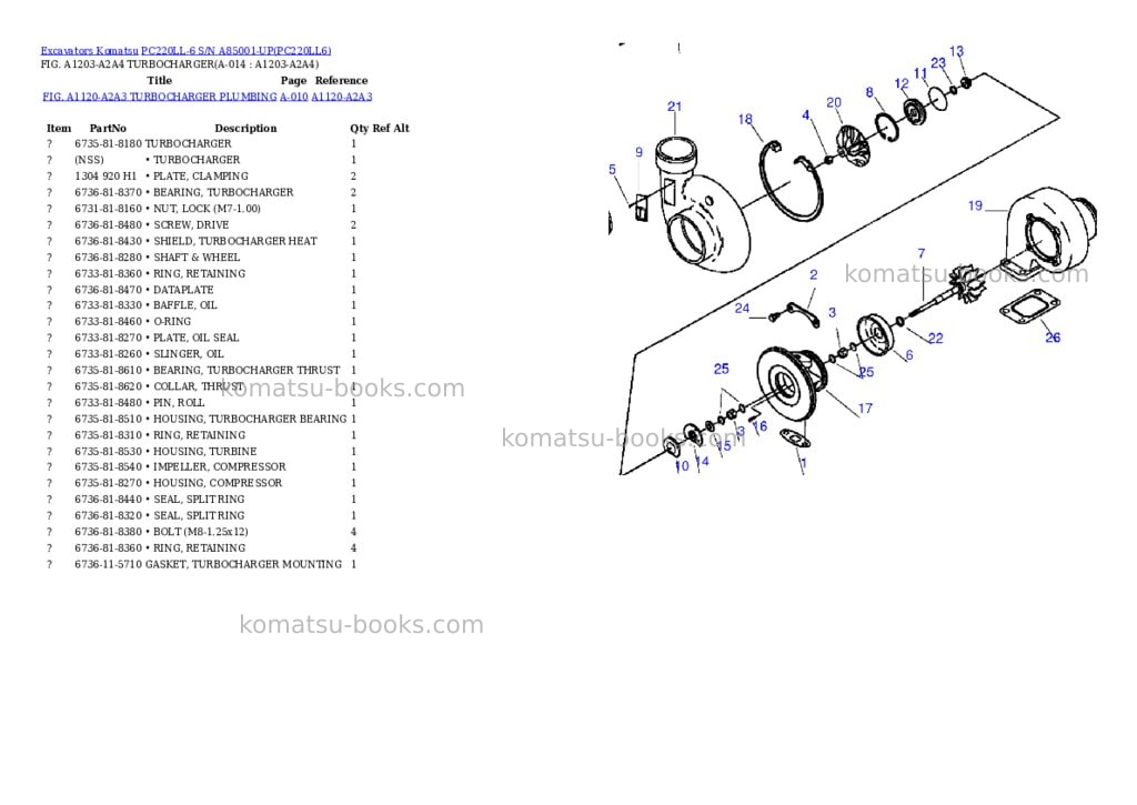 Komatsu pc220ll-6 s/n a85001-up Parts catalog cover Page 7