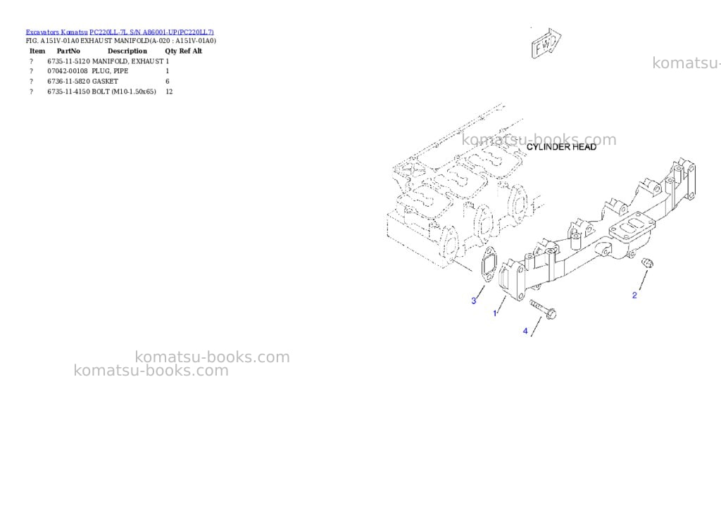 Komatsu pc220ll-7l s/n a86001-up Parts catalog cover Page 10 Komatsu pc220ll-7l s/n a86001-up Parts catalog cover Page 10