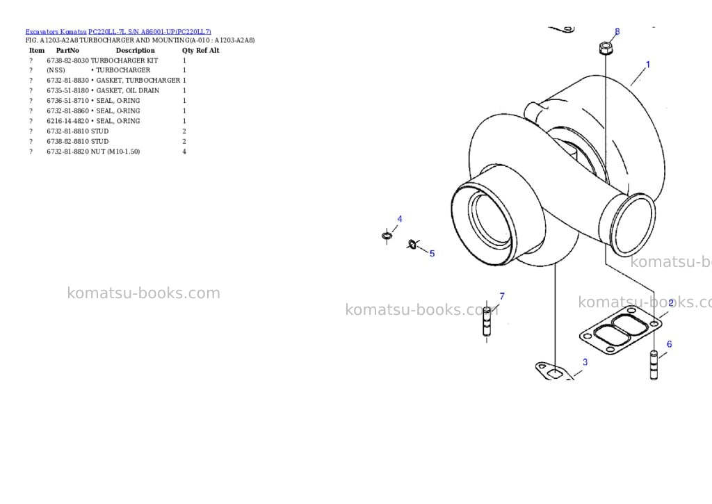 Komatsu pc220ll-7l s/n a86001-up Parts catalog cover Page 5 Komatsu pc220ll-7l s/n a86001-up Parts catalog cover Page 5