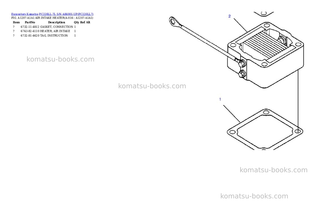Komatsu pc220ll-7l s/n a86001-up Parts catalog cover Page 8 Komatsu pc220ll-7l s/n a86001-up Parts catalog cover Page 8
