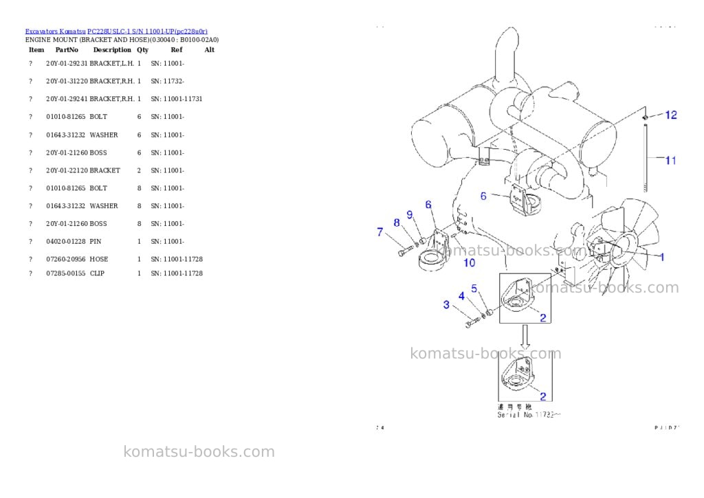 Komatsu pc228uslc-1 s/n 11001-up Parts catalog cover Page 3 Komatsu pc228uslc-1 s/n 11001-up Parts catalog cover Page 3
