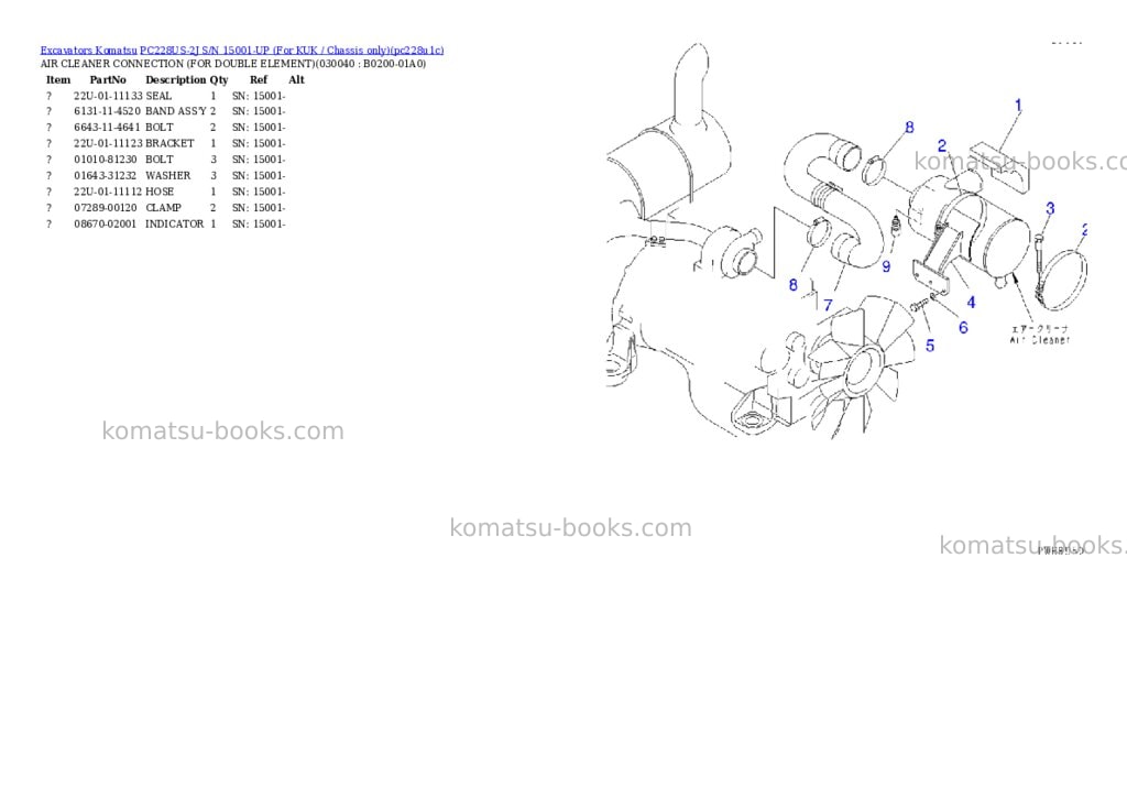 Komatsu pc228us-2j s/n 15001-up for kuk / chassis only Parts catalog cover Page 3 Komatsu pc228us-2j s/n 15001-up for kuk / chassis only Parts catalog cover Page 3