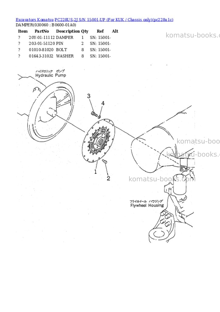 Komatsu pc228us-2j s/n 15001-up for kuk / chassis only Parts catalog cover Page 5 Komatsu pc228us-2j s/n 15001-up for kuk / chassis only Parts catalog cover Page 5