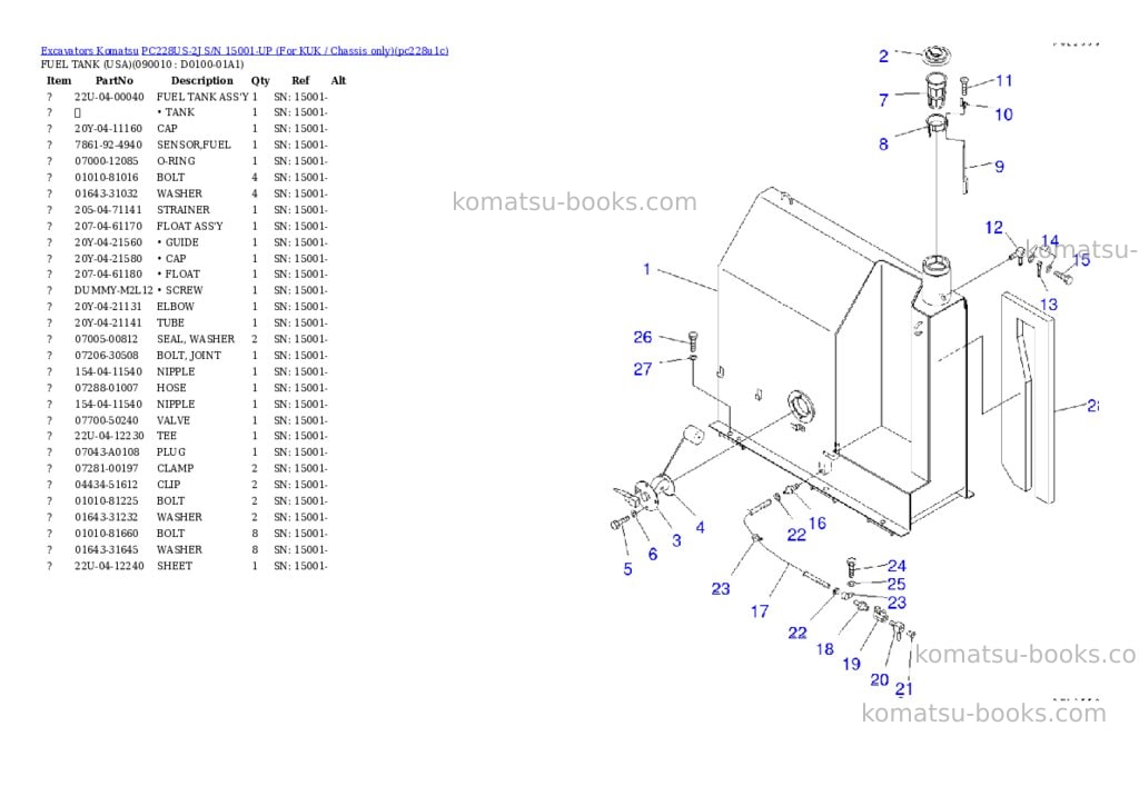 Komatsu pc228us-2j s/n 15001-up for kuk / chassis only Parts catalog cover Page 9 Komatsu pc228us-2j s/n 15001-up for kuk / chassis only Parts catalog cover Page 9