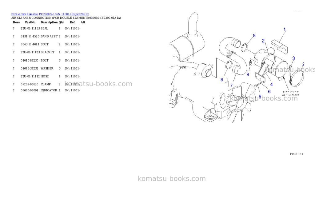 Komatsu pc228us-1 s/n 11001-up Parts catalog cover Page 4 Komatsu pc228us-1 s/n 11001-up Parts catalog cover Page 4