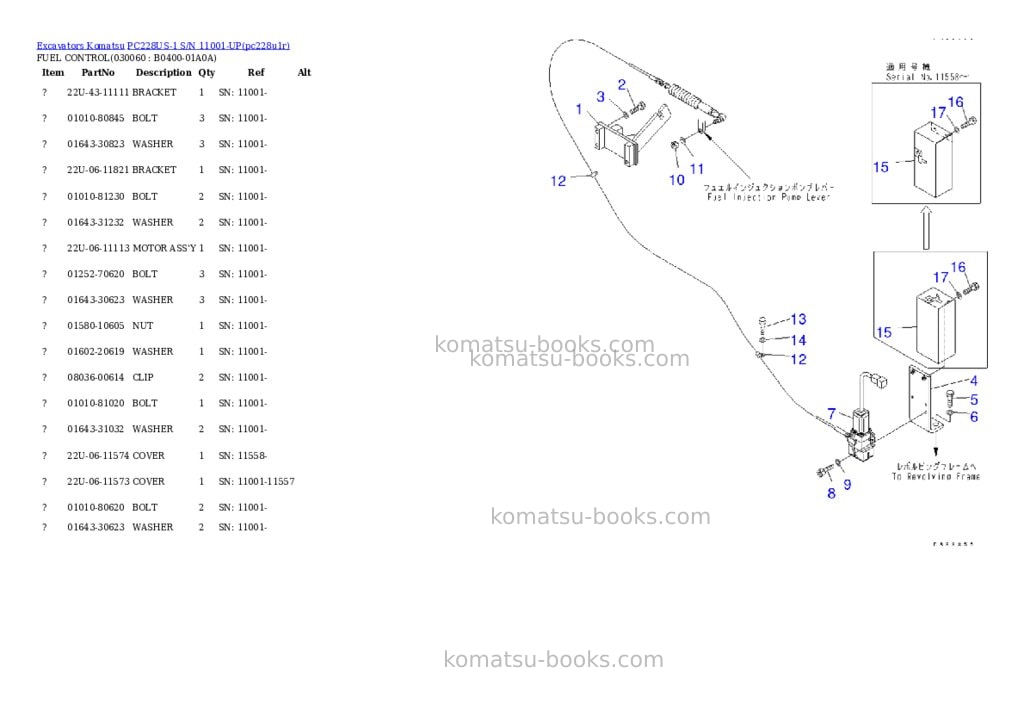 Komatsu pc228us-1 s/n 11001-up Parts catalog cover Page 5 Komatsu pc228us-1 s/n 11001-up Parts catalog cover Page 5