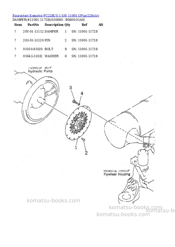 Komatsu pc228us-1 s/n 11001-up Parts catalog cover Page 7 Komatsu pc228us-1 s/n 11001-up Parts catalog cover Page 7