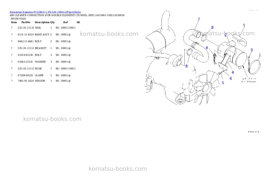 Komatsu pc228uu-1-tn s/n 10001-up Parts catalog cover Page 4 Komatsu pc228uu-1-tn s/n 10001-up Parts catalog cover Page 4