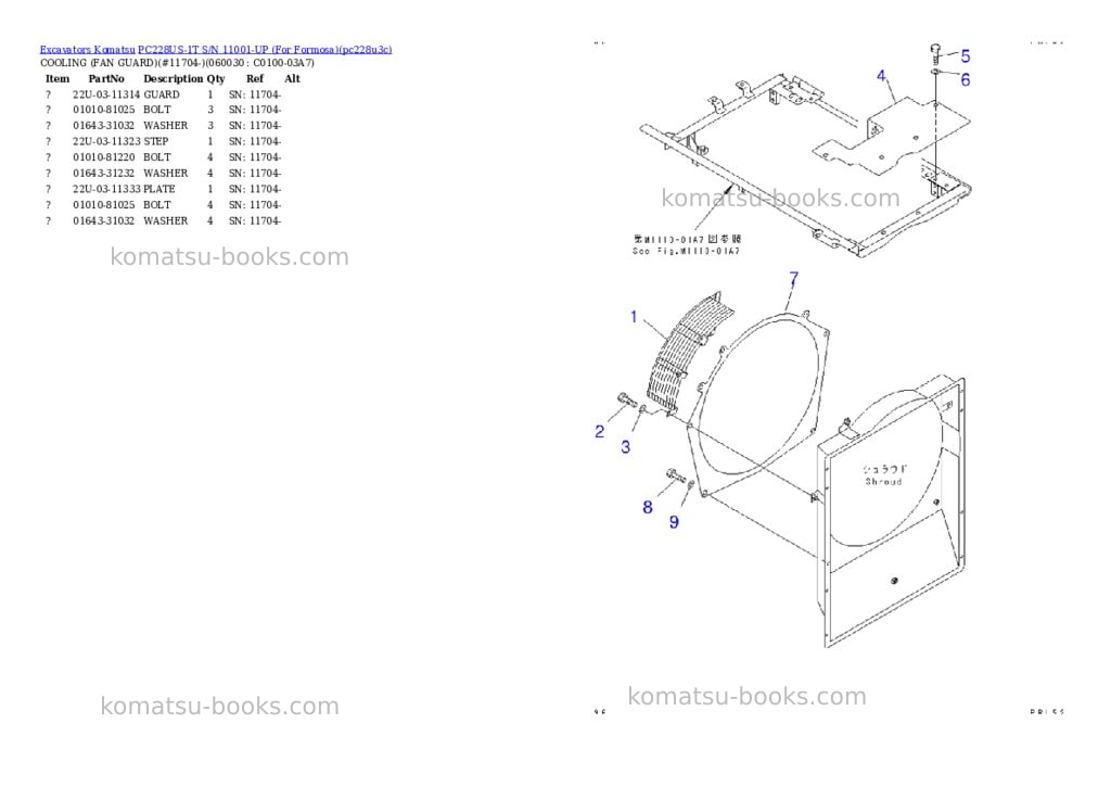 Komatsu pc228us-1t s/n 11001-up for formosa Parts catalog cover Page 10