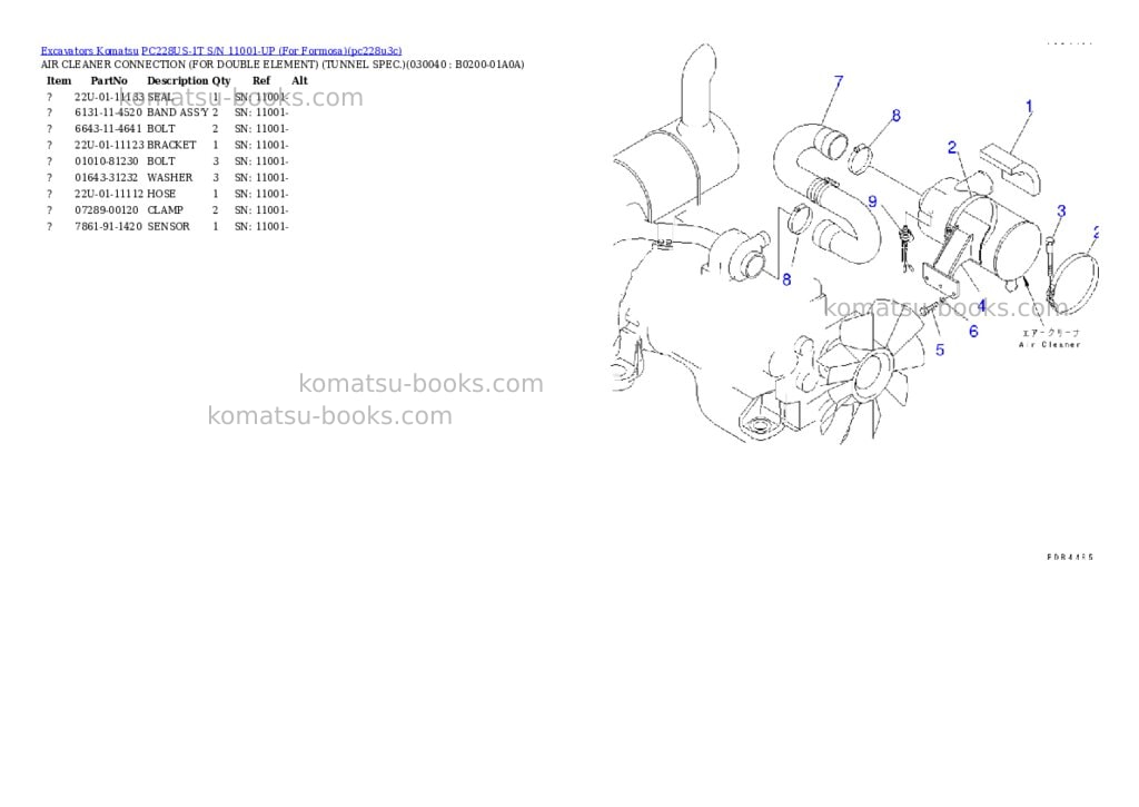 Komatsu pc228us-1t s/n 11001-up for formosa Parts catalog cover Page 3