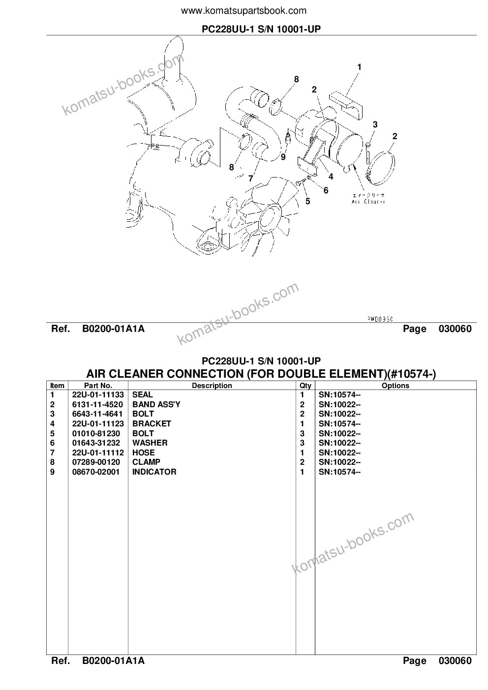 Komatsu pc228uu-1 s/n 10001-up Parts catalog cover Page 8 Komatsu pc228uu-1 s/n 10001-up Parts catalog cover Page 8