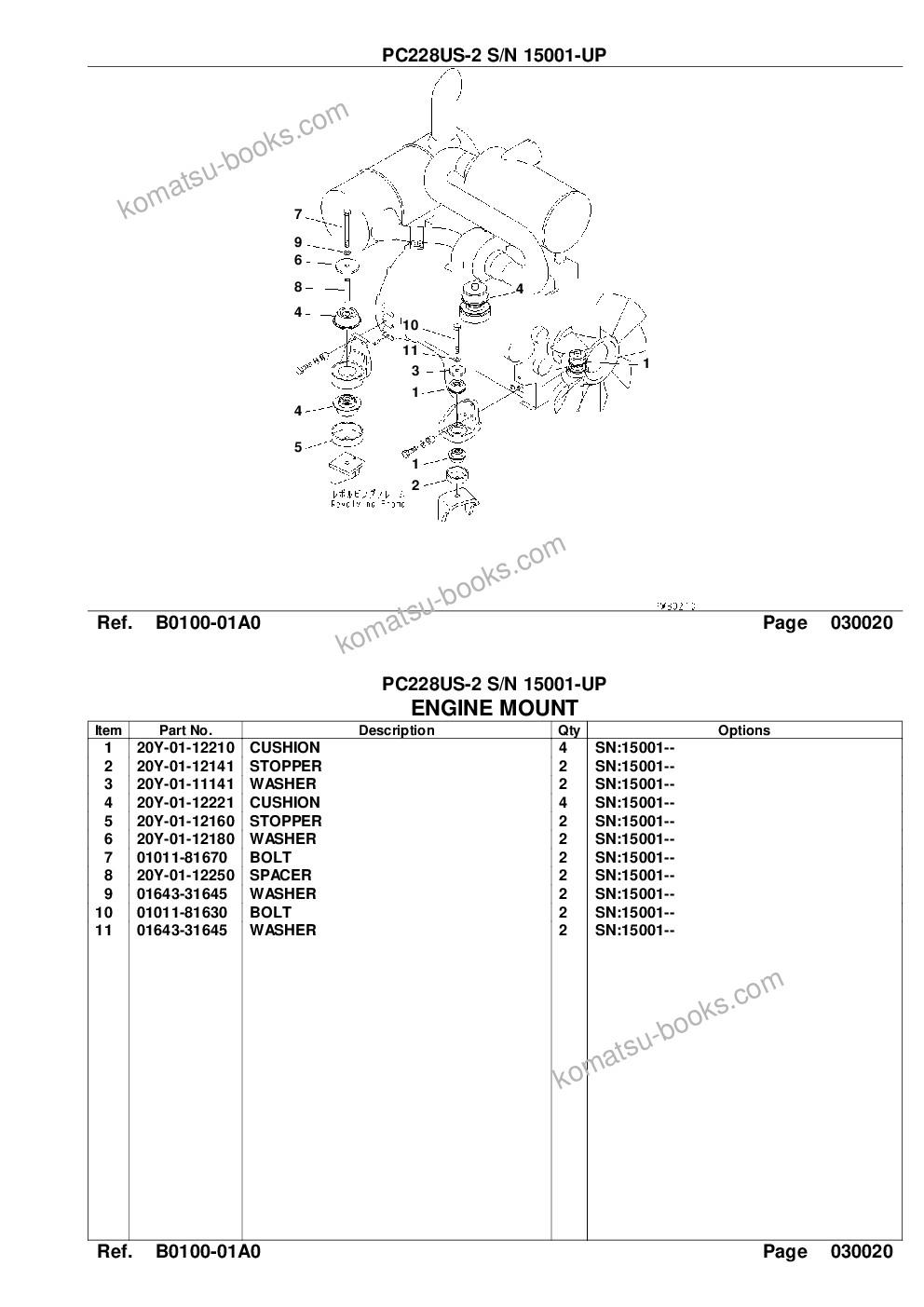 Komatsu pc228us-2 s/n 15001-up Parts catalog cover Page 4 Komatsu pc228us-2 s/n 15001-up Parts catalog cover Page 4