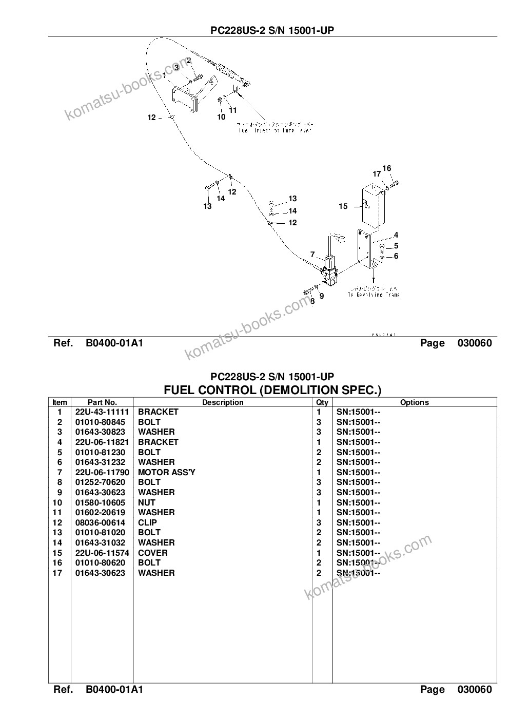 Komatsu pc228us-2 s/n 15001-up Parts catalog cover Page 8 Komatsu pc228us-2 s/n 15001-up Parts catalog cover Page 8